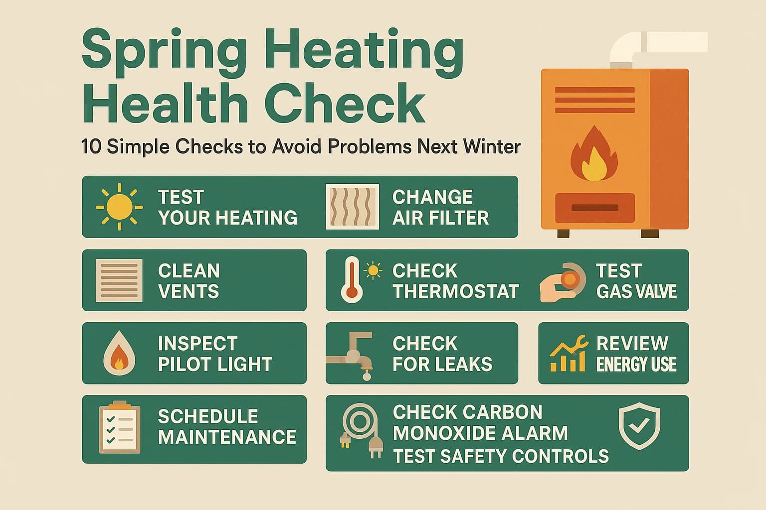 Spring Heating Health Check: 10 Simple Checks to Avoid Problems Next Winter